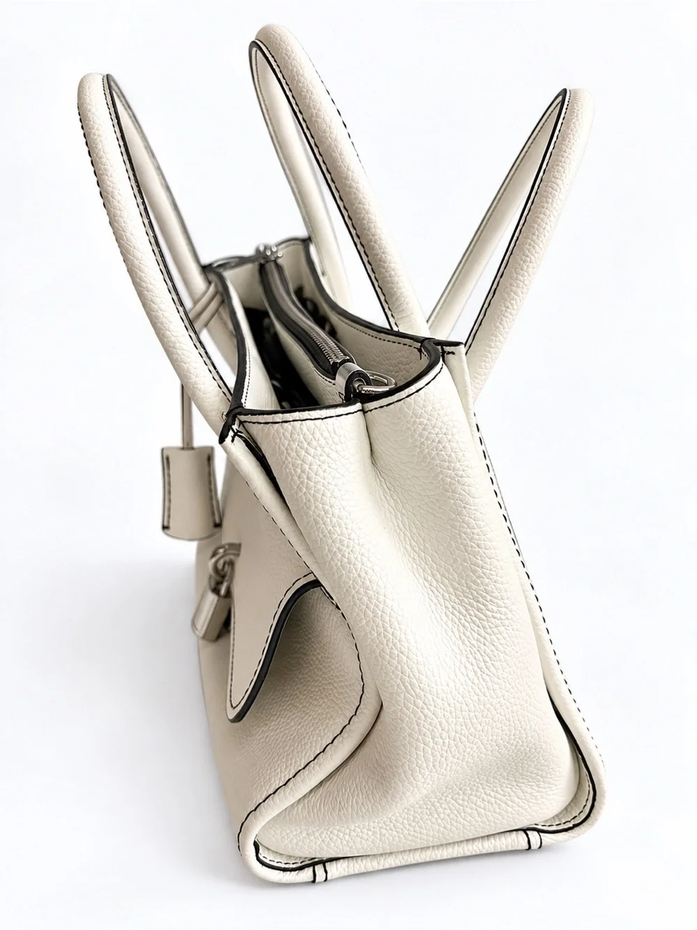 Marc Jacobs Lock That Leather Tote Star White Satchel + Shoulder Strap